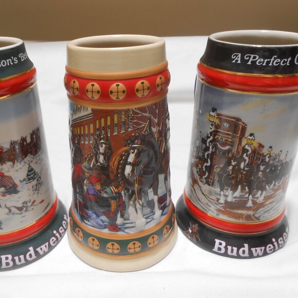 VTG RARE LOT 3 ANHEUSER-BUSCH BUDWEISER BEER STEIN MUGS COLLECTOR SERIES CLYDESD - Picture 13 of 13